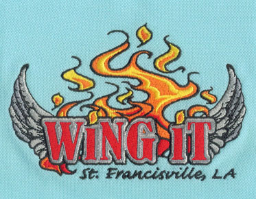 wing and fire logo embroidery and digitizing
